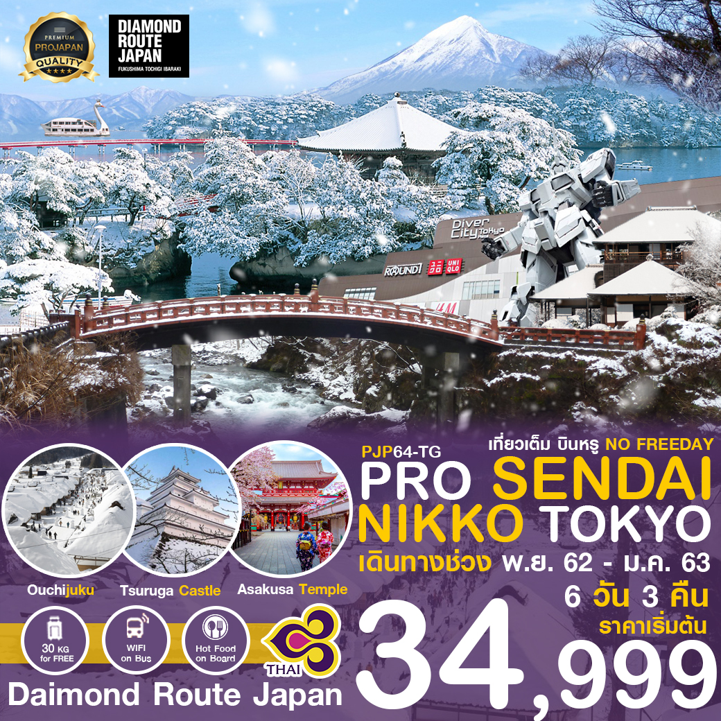 ทัวร์ญี่ปุ่น PRO SENDAI-NIKKO-TOKYO 6วัน3คืน (JAN20)(PJP64-TG)
