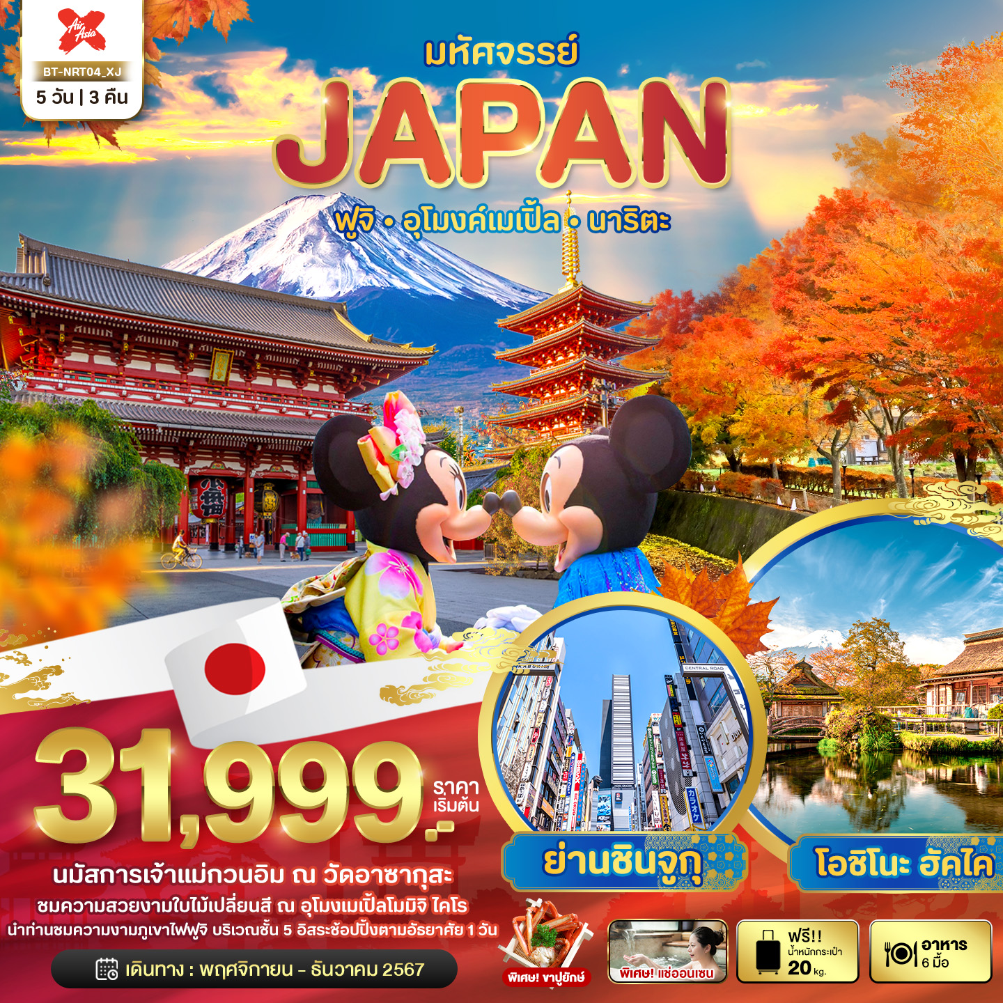 มหัศจรรย์...JAPAN ฟูจิ อุโมงค์เมเปิ้ล นาริตะ 5 วัน 3 คืน