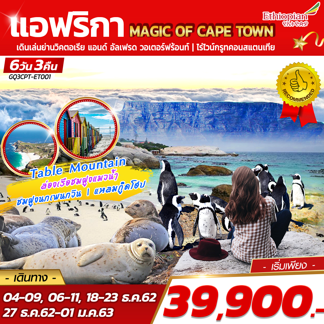 ทัวร์แอฟริกา MAGIC OF CAPE TOWN 6 วัน 3 คืน (6-23DEC19)(GQ3CPT-ET001)