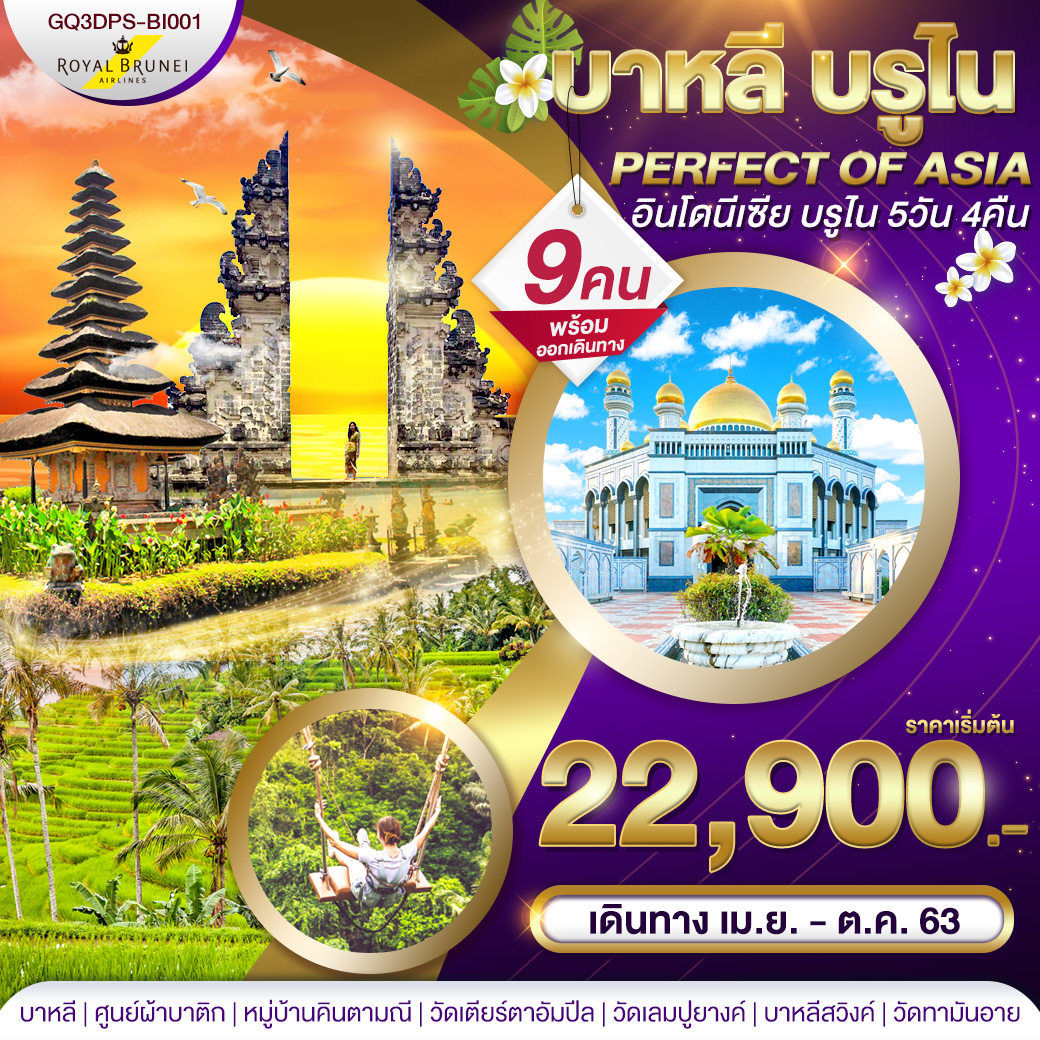 ทัวร์อินโดนีเซีย บาหลี บรูไน PERFECT OF ASIA 5วัน4คืน (APR-OCT20)(BI)(GQ3DPS-BI001)