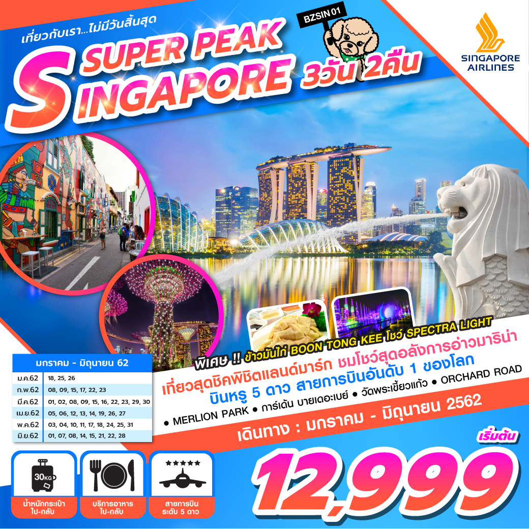 ทัวร์สิงคโปร์ SUPER PEAK SINGAPORE 3D2N (JUN19) BZSIN01