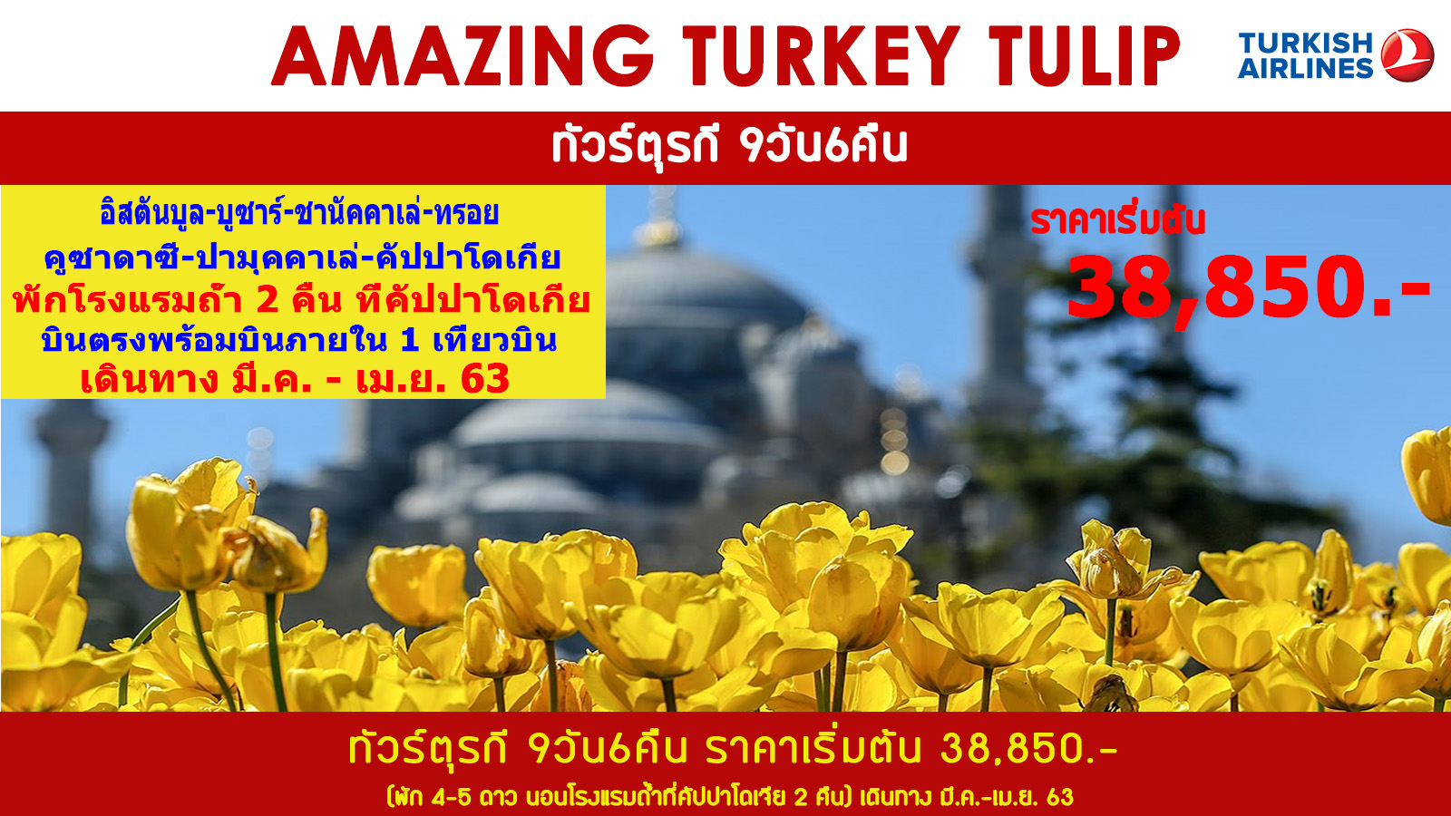 ทัวร์ตรุกี AMAZING TURKEY TULIP 9D6N (APR20)