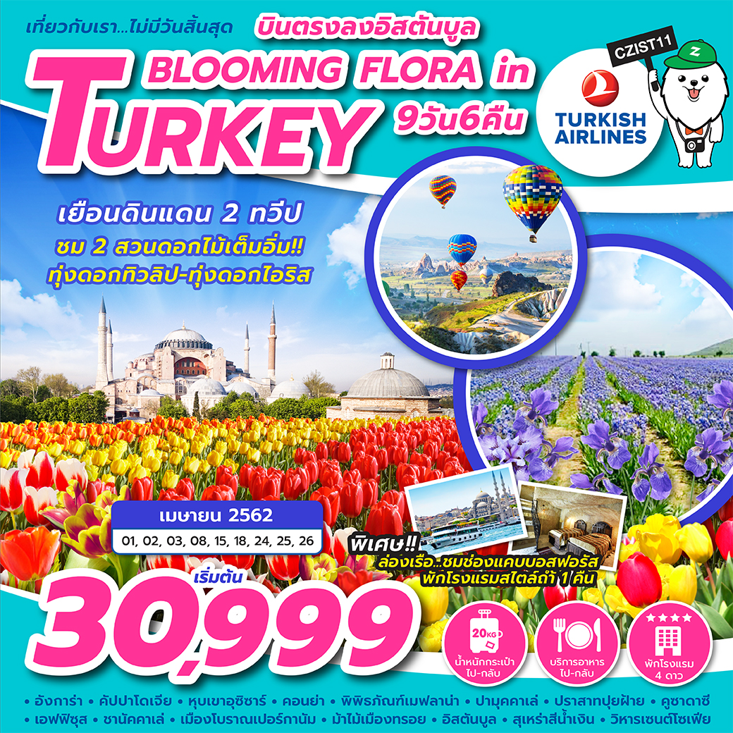 สงกรานต์ ทัวร์ตุรกี  BLOOMING FLORA IN TURKEY 9D6N (APR19) CZIST11