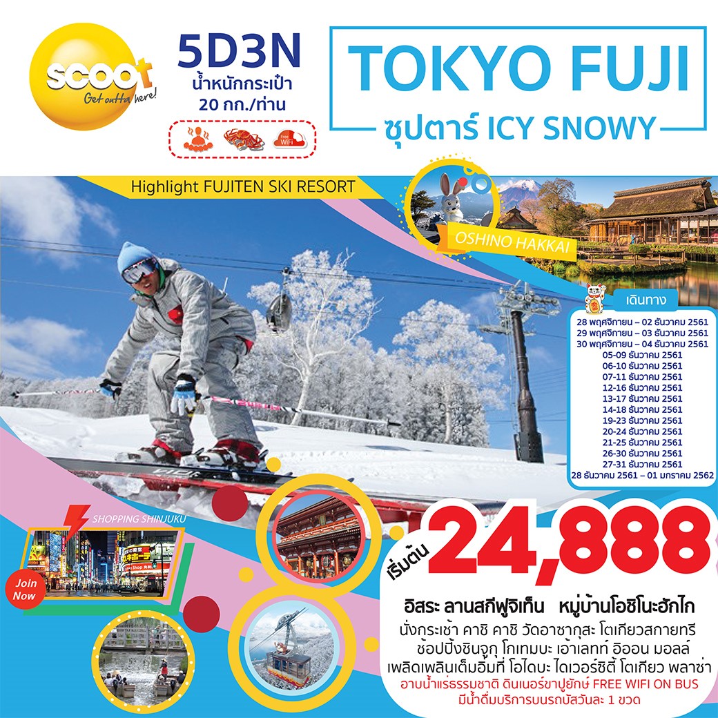 ทัวร์ญี่ปุ่น TOKYO FUJI 5D3N ซุปตาร์ ICY SNOWY (DEC18) TR14